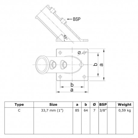 Soporte de asta de bandera Typ FP1C, 33,7 mm , Galvanizado (Klemp) Soporte de asta de bandera Typ FP1C, 33,7 mm , Galvanizado (Klemp)
