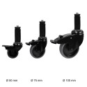 Roue pivotante avec frein 50 mm incl. extenseur 42,4 mm (Klemp) Roue pivotante avec frein 50 mm incl. extenseur 42,4 mm (Klemp)