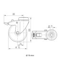 Swivel Wheel with brake 50 mm incl. expander 25 mm (Klemp)