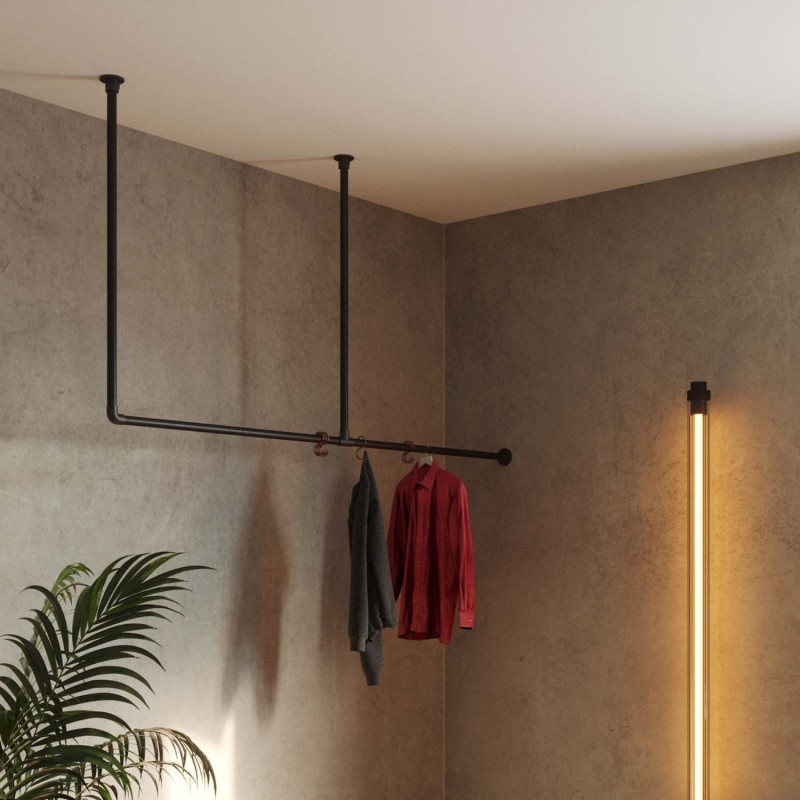 eSynic Appendiabiti da parete, 60 cm, in rame, industriale, resistente, montaggio a parete, tubo industriale rimovibile, perfetto per camera da letto, soggiorno, bagno, ecc