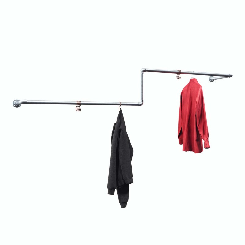 Gelsenkirchen kledingstang - voor wandmontage - gegalvaniseerd (Klemp) - Kits Gelsenkirchen kledingstang - voor wandmontage - gegalvaniseerd (Klemp) - Kits