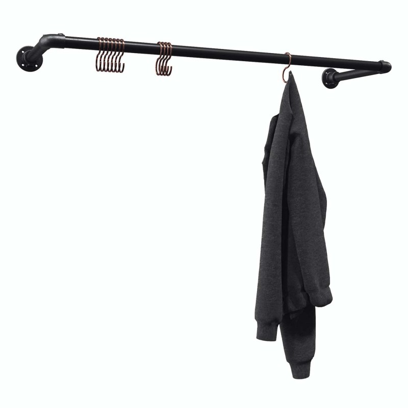 Mannheim kledingstang - voor wandmontage - zwart (Klemp) - Kits Mannheim kledingstang - voor wandmontage - zwart (Klemp) - Kits