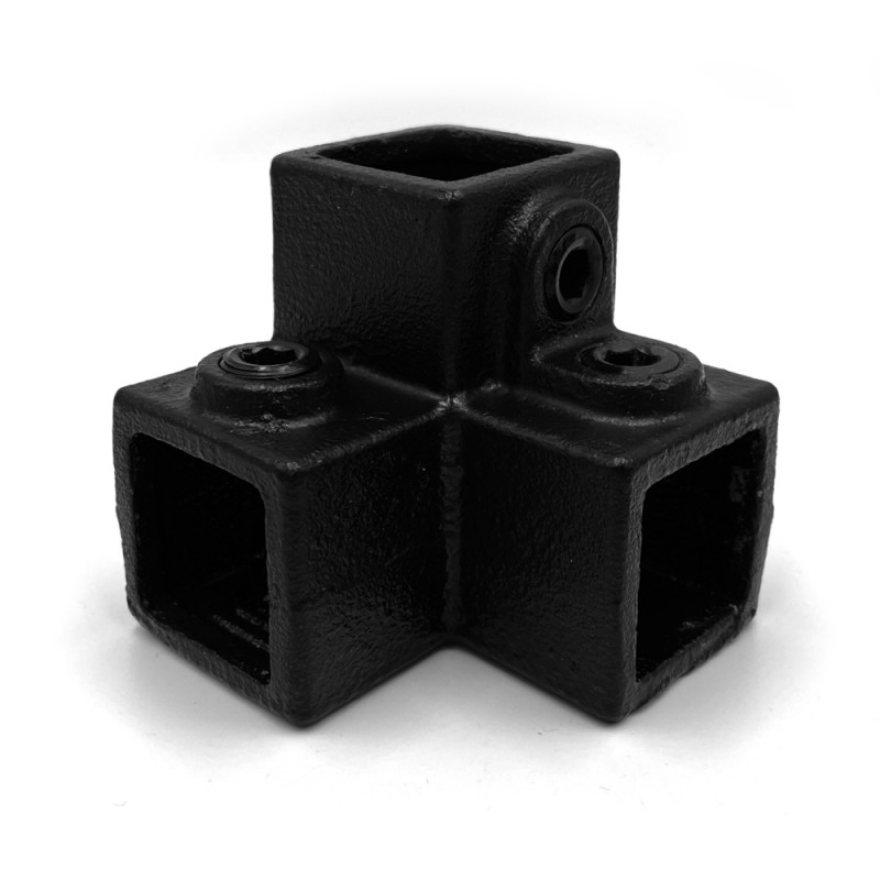 Dreiweg Eckstück 90° - 25 mm - Typ 18S-25-B (schwarz) (Klemp) - Vierkant Rohrverbinder Dreiweg Eckstück 90° - 25 mm - Typ 18S-25-B (schwarz) (Klemp) - Vierkant Rohrverbinder