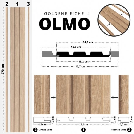 Panneaux muraux haut de gamme OLMO - Chêne Or II (Klemp) Panneaux muraux haut de gamme OLMO - Chêne Or II (Klemp)