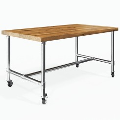 Piètement de table Vienne argent - avec roulettes (Klemp)