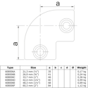 Bogen 90° Kombi Typ 6VED, 48,3 mm - 42,4 mm, Feuerverzinkt (Klemp) Bogen 90° Kombi Typ 6VED, 48,3 mm - 42,4 mm, Feuerverzinkt (Klemp)