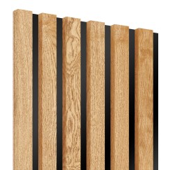 Lamellenleisten aus MDF auf HDF Platte 275 x 30 cm - Eichenfurnier (Klemp)