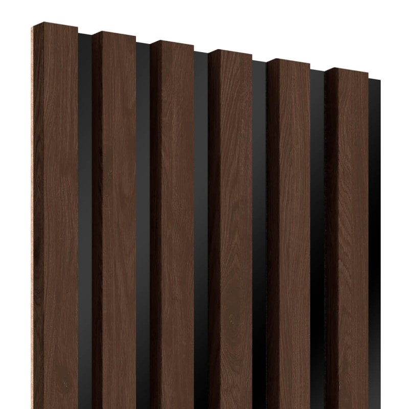 Listones MDF sobre panel 275x30 cm - Nuez (Klemp) - Lamas de MDF sobre panel