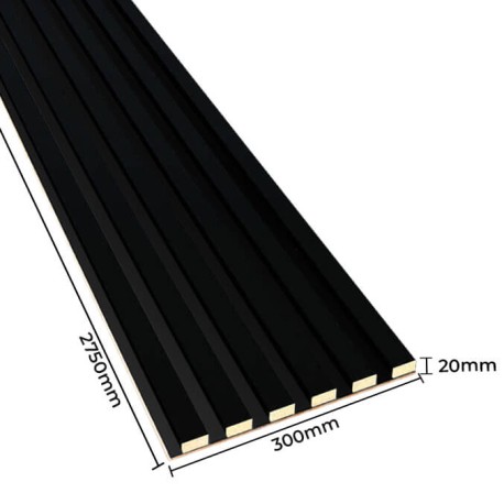MDF latten op paneel 275x30 cm - Zwart mat (Klemp) MDF latten op paneel 275x30 cm - Zwart mat (Klemp)