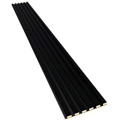 Listones MDF sobre panel 275x30 cm - Estera negra (Klemp) Listones MDF sobre panel 275x30 cm - Estera negra (Klemp)