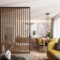 Free standing slat wall - Walnut - 22x70 (Klemp) Free standing slat wall - Walnut - 22x70 (Klemp)