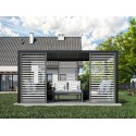 Panel de lamas para pérgola - Madera, Grafito / Blanco (Klemp) Panel de lamas para pérgola - Madera, Grafito / Blanco (Klemp)