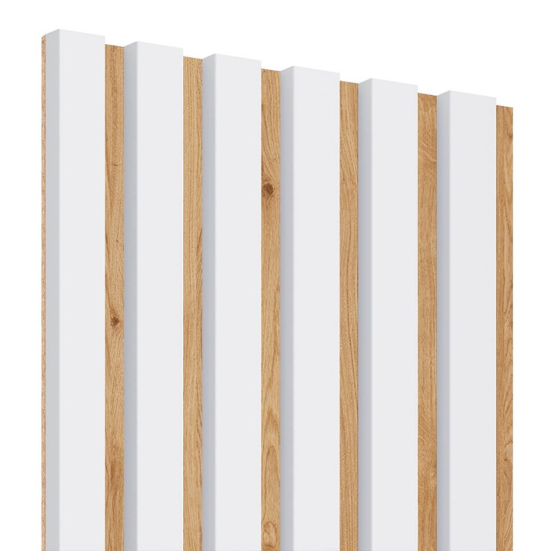 Lamas sobre tablero HDF 30x275 cm Estera blanca (Klemp) - Lamas de MDF sobre panel Lamas sobre tablero HDF 30x275 cm Estera blanca (Klemp) - Lamas de MDF sobre panel