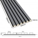 Lamelles sur panneau HDF 30x275 cm Gris/Noir (Klemp) Lamelles sur panneau HDF 30x275 cm Gris/Noir (Klemp)