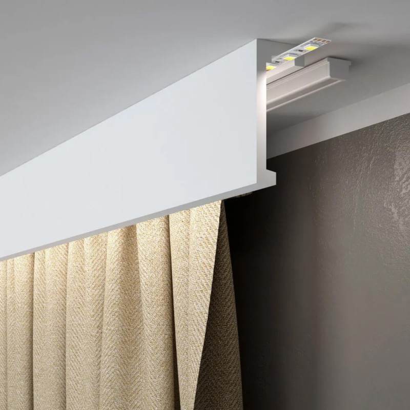 Binario per tende a soffitto QL027 (Klemp) - Cornici per tende con illuminazione LED Binario per tende a soffitto QL027 (Klemp) - Cornici per tende con illuminazione LED
