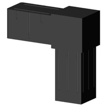 90° Elbow (2 axes, 2 slots) – for profile 20x20x1.5 mm - black (Klemp)