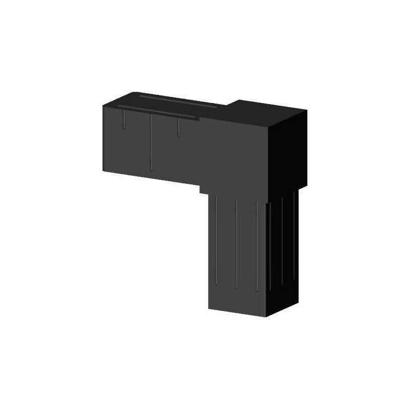 90° Elbow (2 axes, 2 slots) – for profile 20x20x1.5 mm - black (Klemp) - Plastic connectors for square profiles 90° Elbow (2 axes, 2 slots) – for profile 20x20x1.5 mm - black (Klemp) - Plastic connectors for square profiles
