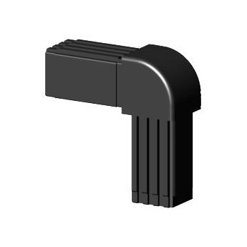 90° Rounded Elbow (2 axes, 2 slots) – for profile 20x20x1.5 mm - black (Klemp)
