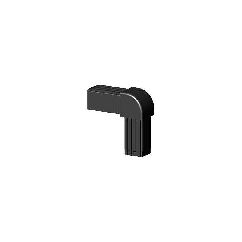 Coude arrondi 90° (2 axes, 2 emplacements) – pour profil 20x20x1,5 mm - noir (Klemp) - Connecteurs en plastique pour profils carrés Coude arrondi 90° (2 axes, 2 emplacements) – pour profil 20x20x1,5 mm - noir (Klemp) - Connecteurs en plastique pour profils carrés