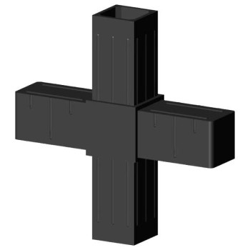 Kreuzverbinder (2 Achsen, 4 Öffnungen) – für Profil 20x20x1,5 mm - schwarz (Klemp)