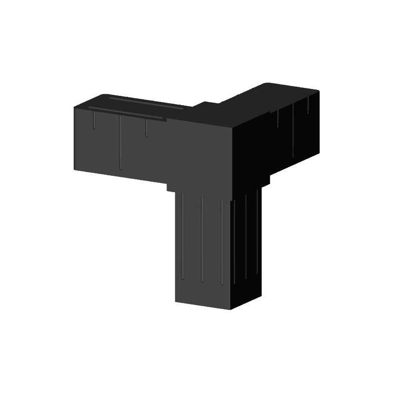 Trójnik narożnikowy (3 osie, 3 gniazda) – Czarny - do profila 20x20x1,5 mm (Klemp) - Łączniki plastikowe do profili kwadratowych Trójnik narożnikowy (3 osie, 3 gniazda) – Czarny - do profila 20x20x1,5 mm (Klemp) - Łączniki plastikowe do profili kwadratowych