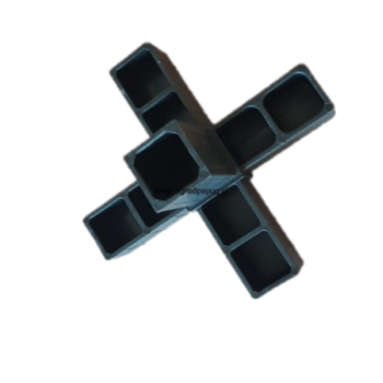 Kruiskoppeling (3 assen, 5 ingangen) – voor profiel 20x20x1,5 mm - zwart (Klemp)