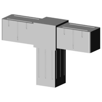 T-stuk (2 assen, 3 ingangen) – voor profiel 20x20x1,5 mm - grijs (Klemp)