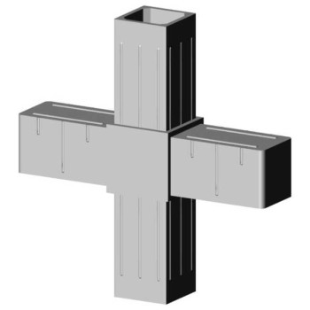 Kreuzverbinder (2 Achsen, 4 Öffnungen) – für Profil 20x20x1,5 mm - grau (Klemp)