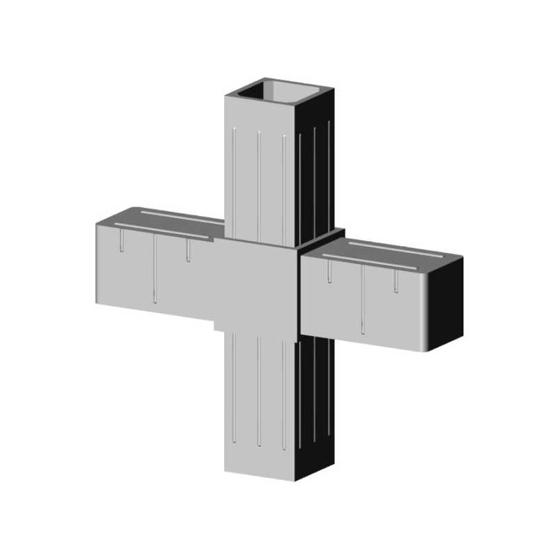Conector cruzado (2 ejes, 4 entradas) – para perfil 20x20x1,5 mm - gris (Klemp) - Conectores de plástico para perfiles cuadrados Conector cruzado (2 ejes, 4 entradas) – para perfil 20x20x1,5 mm - gris (Klemp) - Conectores de plástico para perfiles cuadrados
