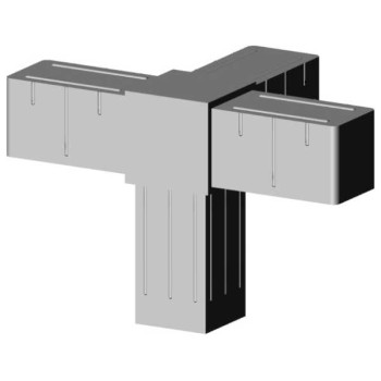 Coude d’angle (3 axes, 4 emplacements) – pour profil 20x20x1,5 mm - gris (Klemp)