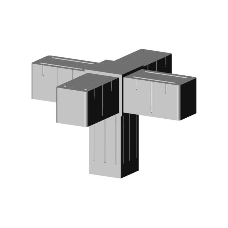Kreuzverbinder (3 Achsen, 5 Öffnungen) – für Profil 20x20x1,5 mm - grau (Klemp) - Kunststoffverbinder für Quadratprofile Profile Kreuzverbinder (3 Achsen, 5 Öffnungen) – für Profil 20x20x1,5 mm - grau (Klemp) - Kunststoffverbinder für Quadratprofile Profile