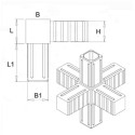 Krzyżak (3 osie, 6 gniazd) – Szary - do profila 20x20x1,5 mm (Klemp) Krzyżak (3 osie, 6 gniazd) – Szary - do profila 20x20x1,5 mm (Klemp)