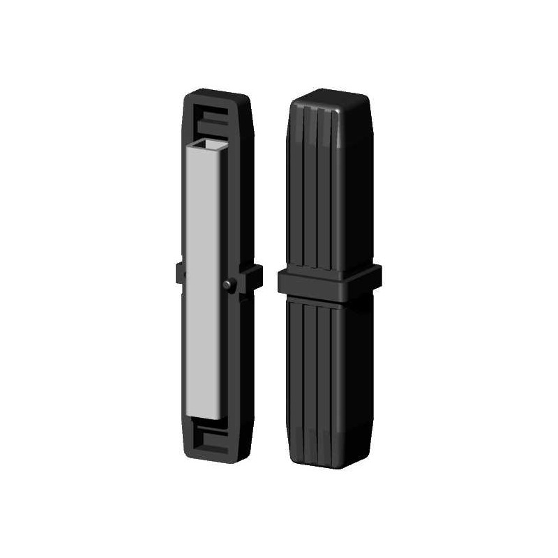 Conector recto / Extensión / Manguito – para perfil 20x20x1,5 mm con núcleo metálico - negro (Klemp) - Conectores de plástico para perfiles cuadrados