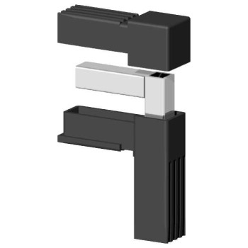 Curva 90° (2 assi, 2 ingressi) – per profilo 20x20x1,5 mm con anima in metallo - nero (Klemp)