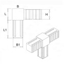 Conector en T (2 ejes, 3 entradas) – para perfil 20x20x1,5 mm con núcleo metálico - negro (Klemp) Conector en T (2 ejes, 3 entradas) – para perfil 20x20x1,5 mm con núcleo metálico - negro (Klemp)