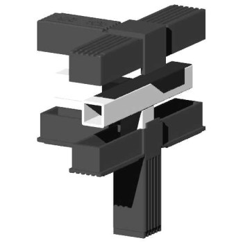 Curva angolare (3 assi, 4 ingressi) – per profilo 20x20x1,5 mm con anima in metallo - nero (Klemp)