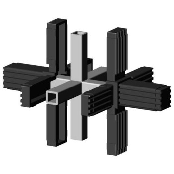 Giunto a croce (3 assi, 6 ingressi) – per profilo 20x20x1,5 mm con anima in metallo - nero (Klemp)