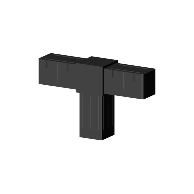 Conector en T (2 ejes, 3 entradas) – para perfil 20x20x1,5 mm - antracita (Klemp) - Conectores de plástico para perfiles cuadrados