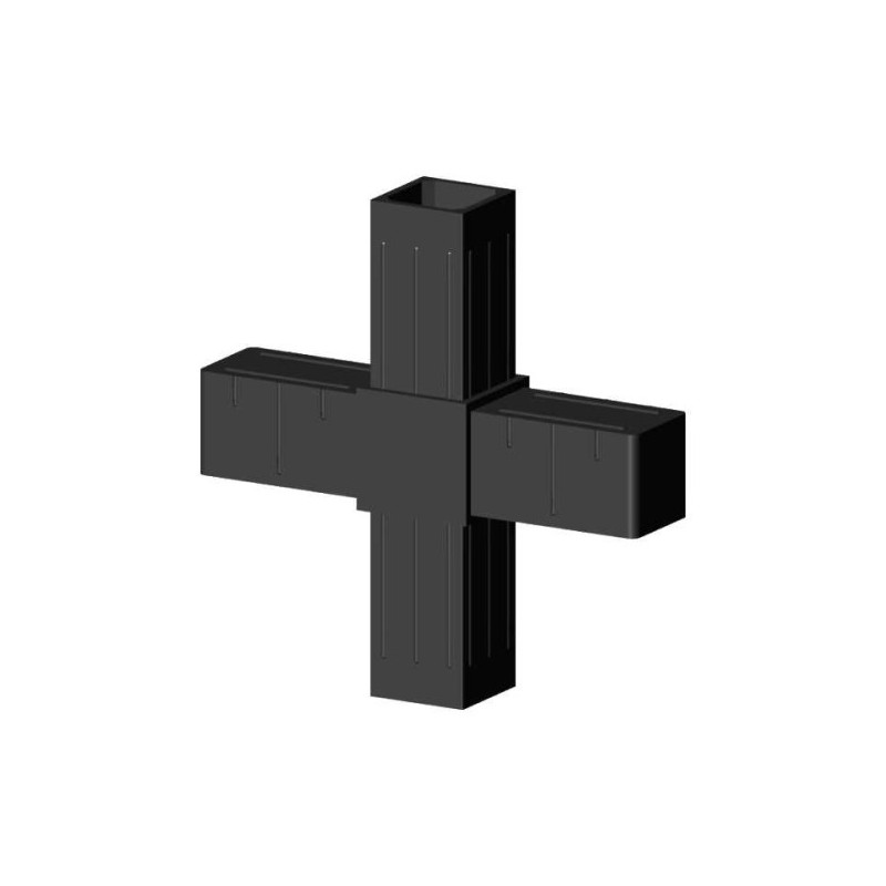 Cross Connector (2 axes, 4 slots) – for profile 20x20x1.5 mm - anthracite (Klemp) - Plastic connectors for square profiles Cross Connector (2 axes, 4 slots) – for profile 20x20x1.5 mm - anthracite (Klemp) - Plastic connectors for square profiles