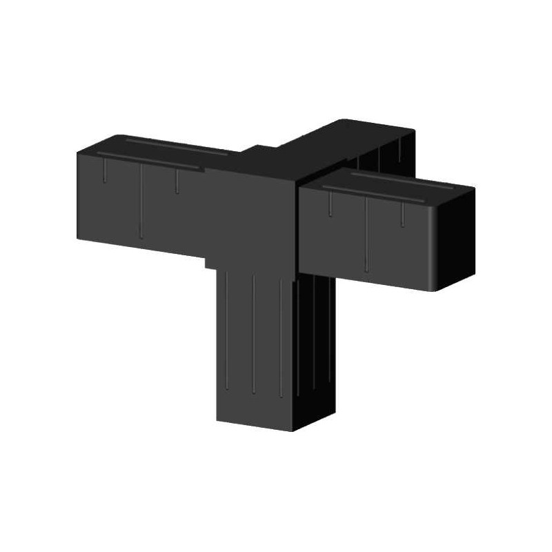 Corner Elbow (3 axes, 4 slots) – for profile 20x20x1.5 mm - anthracite (Klemp) - Plastic connectors for square profiles Corner Elbow (3 axes, 4 slots) – for profile 20x20x1.5 mm - anthracite (Klemp) - Plastic connectors for square profiles