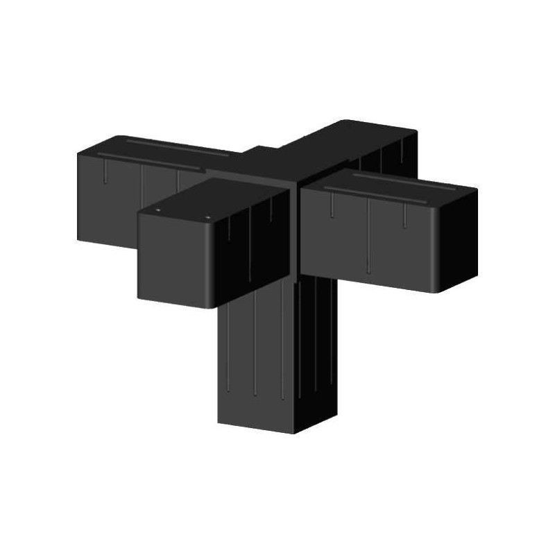 Conector cruzado (3 ejes, 5 entradas) – para perfil 20x20x1,5 mm - antracita (Klemp) - Conectores de plástico para perfiles cuadrados Conector cruzado (3 ejes, 5 entradas) – para perfil 20x20x1,5 mm - antracita (Klemp) - Conectores de plástico para perfiles cuadrados