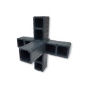Conector cruzado (3 ejes, 5 entradas) – para perfil 20x20x1,5 mm - antracita (Klemp) Conector cruzado (3 ejes, 5 entradas) – para perfil 20x20x1,5 mm - antracita (Klemp)