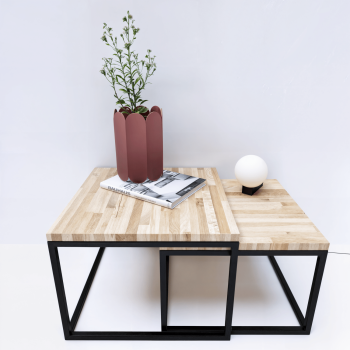 Couchtisch – Set 2 in 1, Schwarzes Gestell (Klemp)