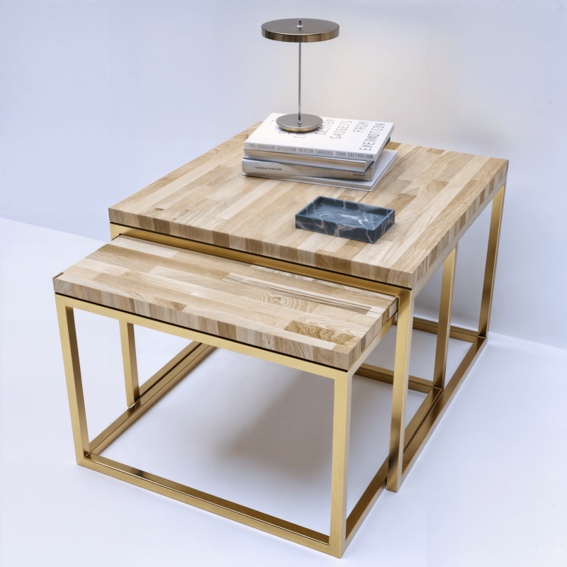 Table basse – Set 2 en 1, Structure dorée (Klemp) - Piètement de table basse Table basse – Set 2 en 1, Structure dorée (Klemp) - Piètement de table basse