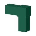 Bocht 90° (2 assen, 2 ingangen) – voor buis 20x20x2 mm - groen (Klemp) Bocht 90° (2 assen, 2 ingangen) – voor buis 20x20x2 mm - groen (Klemp)