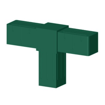 T-stuk (2 assen, 3 ingangen) – voor buis 20x20x2 mm - groen (Klemp)