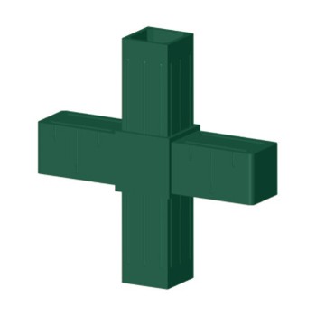 Cross Connector (2 axes, 4 slots) – for tube 20x20x2 mm - green (Klemp)