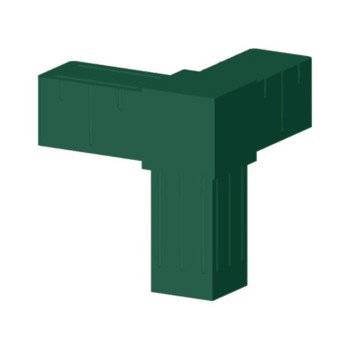 Connecteur en T d’angle (3 axes, 3 emplacements) – pour tube 20x20x2 mm - vert (Klemp)