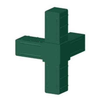 Hoekbocht (3 assen, 4 ingangen) – voor buis 20x20x2 mm - groen (Klemp)