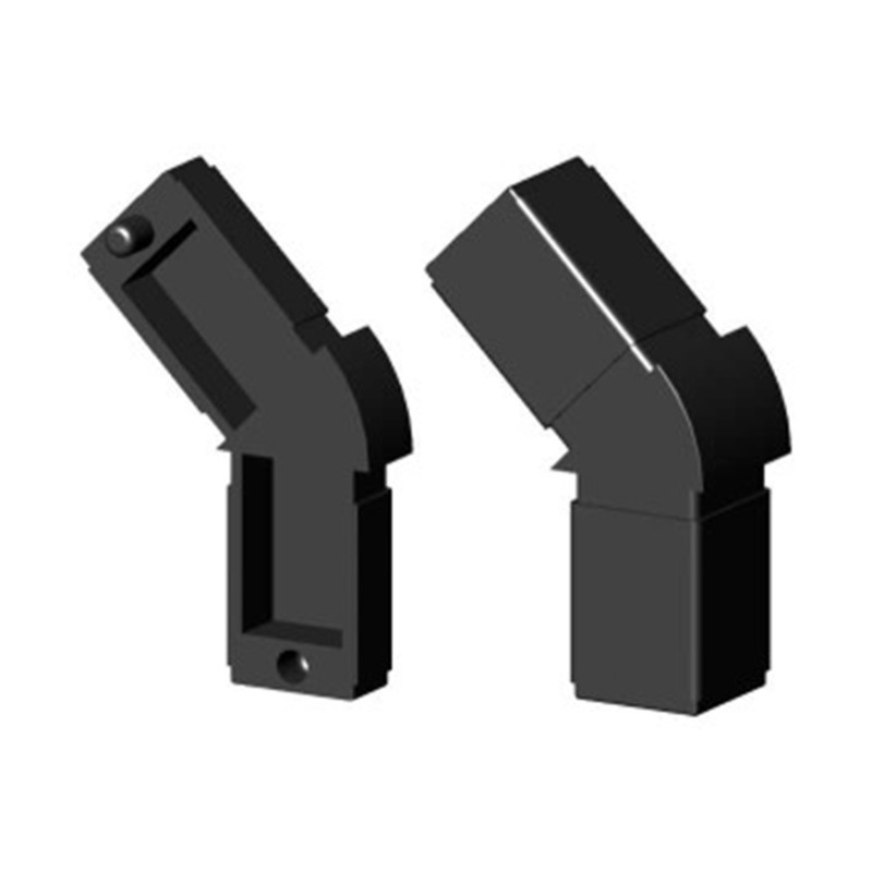 Winkelverbinder 135° (2 Achsen, 2 Öffnungen) – für Rohr 20x20x1,5 mm - schwarz (Klemp) - Kunststoffverbinder für Quadratprofile Profile